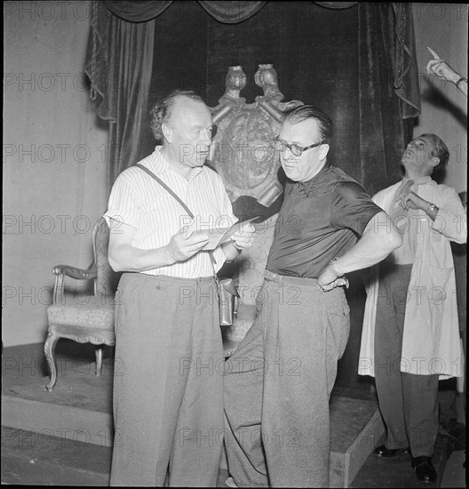 Oskar Waelterlin (L) during rehearsal, Zurich ca. 1955.