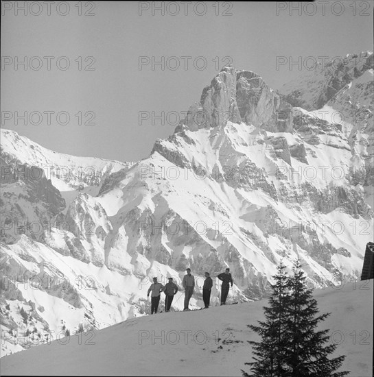 Skiers in the Bernese Oberland. 1957