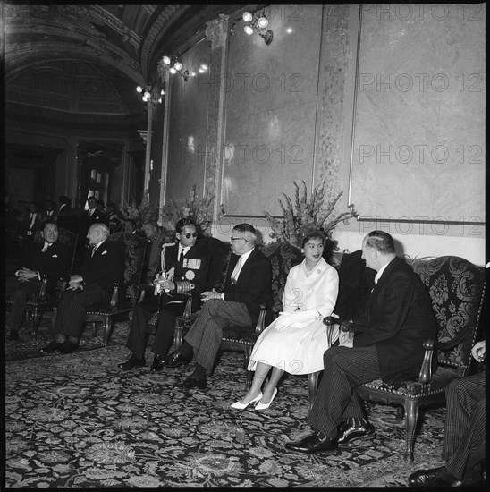 Bhumibol and Sirikit of Thailand, reception with members of the federal council, 1960