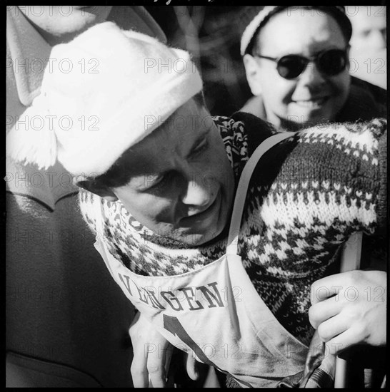 Racing skier Adolf Mathis, around 1960