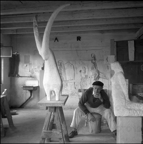 Ernst Hebeisen in his Studio, around 1957