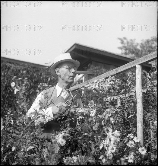 Max Werner Lenz in his garden 1958