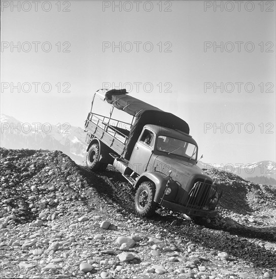 Military truck Saurer 2DM in terrain, around 1964