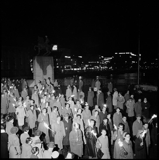 Torchlight procession of students for Hungary, Zurich 1956