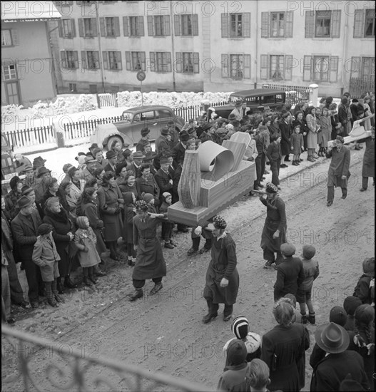 Carnival festivities in Unteraegeri, circa in 1950