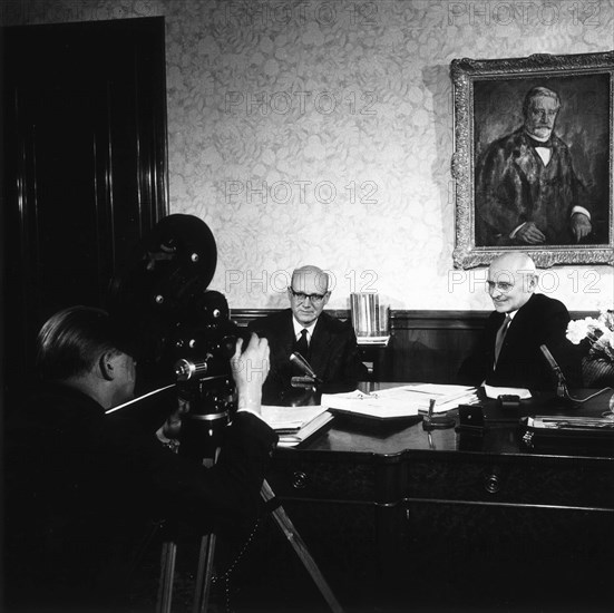 Friedrich Traugott Wahlen during interview in 1959