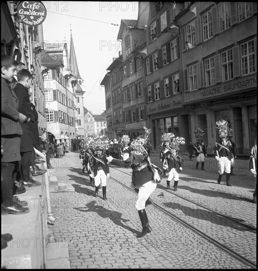 Carnival procession in Altstaetten, 1947