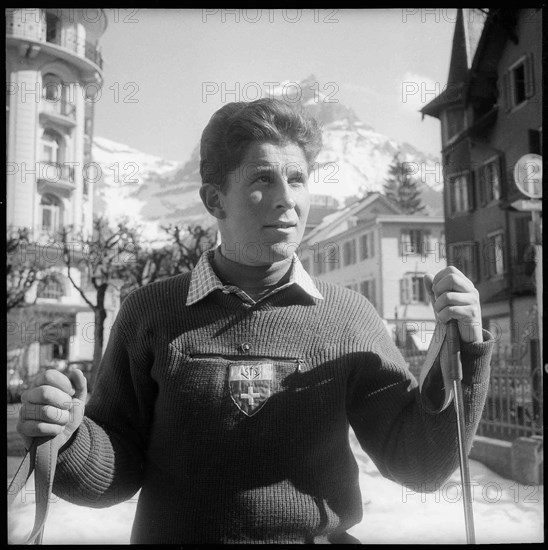 Racing skier Adolf Mathis, around 1960