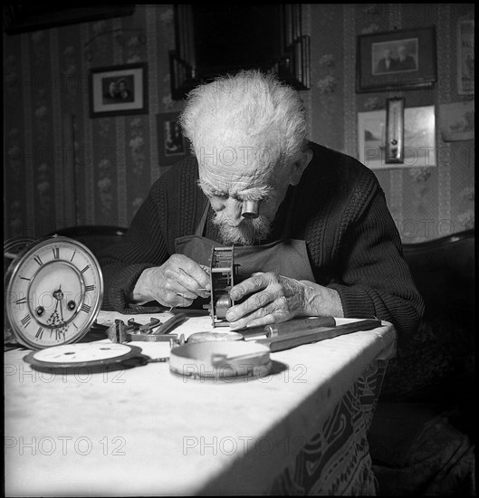 Jean Schütze, watchmaker, 1952