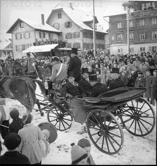 Carnival festivities in Unteraegeri, circa in 1950