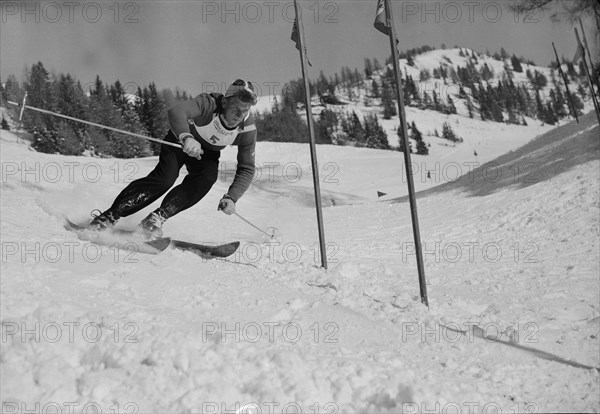 Georges Schneider, Swiss skier, ca. 1955