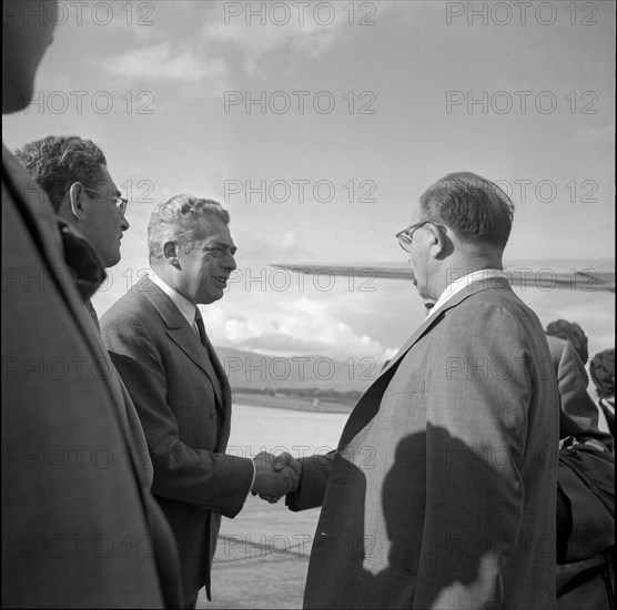 Kahani and Levi Eshkol at Geneva airport 1955