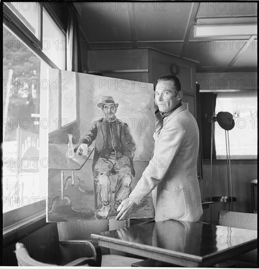 Artist Roland Coudon in Montana, ca. 1955