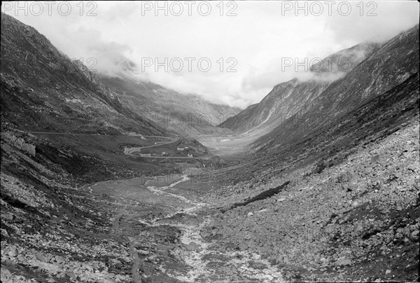 New built section of the road to the Gotthard pass 1971