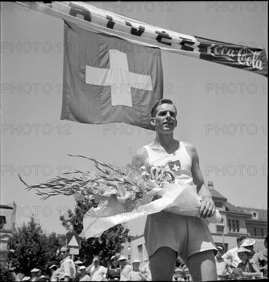 Rene Charriere, champion 50km race walk. Lausanne 1953