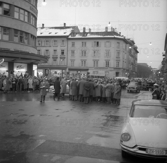 Trial against pimp Guido Seppli Ruckstuhl, reconstruction of the offence, Winterthur 1960