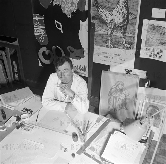 Pierre Gauchat in his studio, 1956