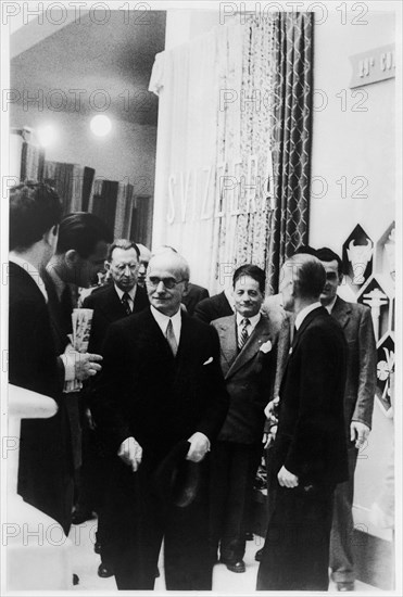 Luigi Einaudi at Swiss Pavillion in Milano, 1948