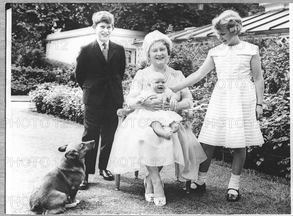 With her grandchildren Charles, baby Andrew and Anne