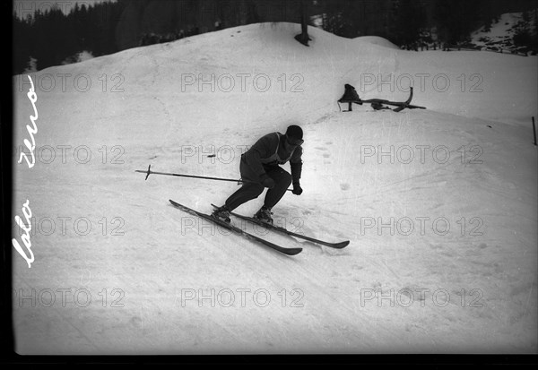 Ski WCH Aspen 1950, probably downhill race: winner Zeno Coló, Italy