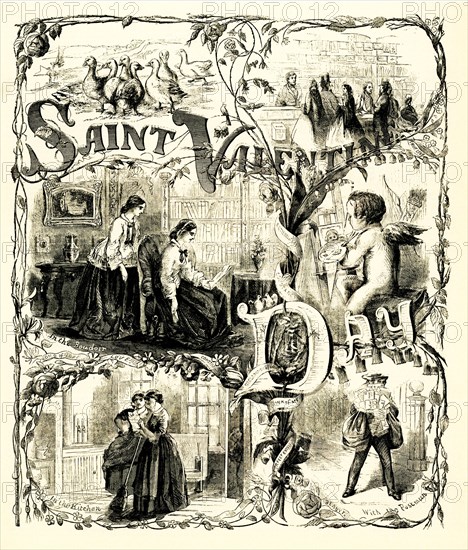 This illustrations is titled: Saint Valentine's Day. It is taken from Harper's Weekly Vol V No 216 New York Saturday February 16 1861.