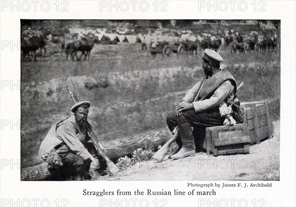 This photo dates to World War I. The caption reads: Stragglers from the Russian line of march. Photo is by American War Correspondent James F. J. Archibald.