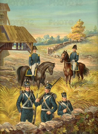 Pictured here are U.S. Army infantry and general officers in 1813-1821. The illustration dates to 1899.