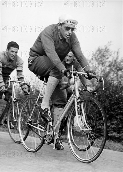 Fausto Coppi training, 1950.