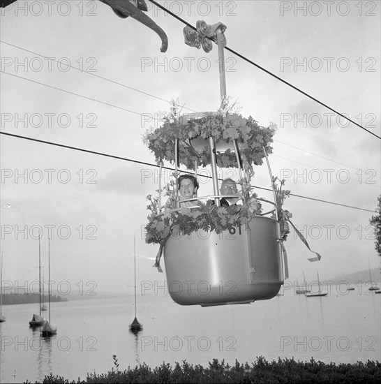 SAFFA 1958: opening of the cableway by E. Rikli and E. Landolt.