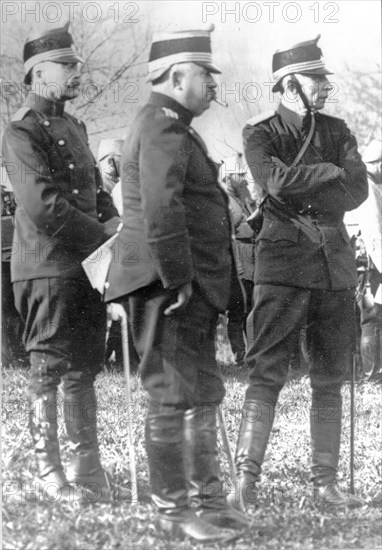 General adjutant Brugger, General Wille, Colonel von Sprecher um 1916.