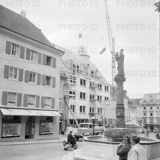 Delemont, houses ""L' Ours"" und ""La Fleur de Lys""; 1954.