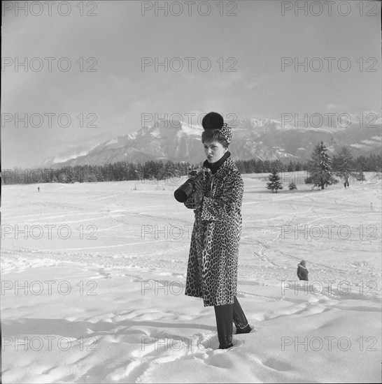 Gina Lollobrigida with her son Mirko in Crans 1963.