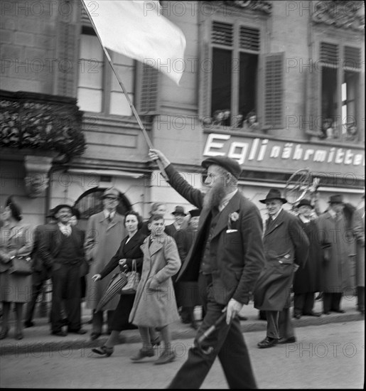 Pacifist Max Daetwyler at the May Day Celebration, Zurich.