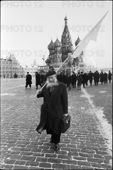 Pacifist Max Daetwyler on the Red Square, Moscow 1964.