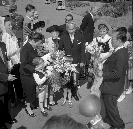 Arrival of Thailand's Premier Songgram in Kloten, 1955.