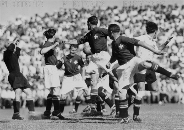 International match Switzerland - Austria, Geneva, 1952: Jucker, Casali, Neukomm, Eggimann, Bader.