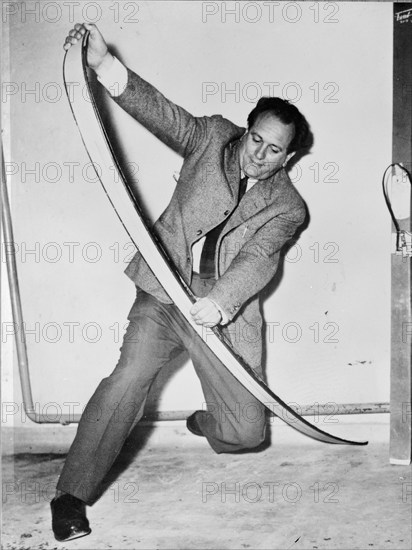 Man with first plastic ski, Kufstein, 1960.