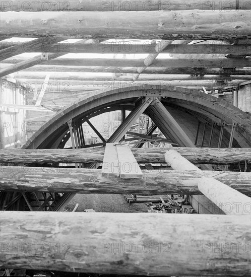 Muhlehorn GL, Road on the left shores of the Walensee under construction, 1957.