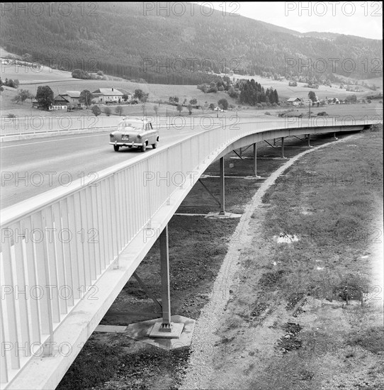 New built road section in the Val de Travers, 1957.