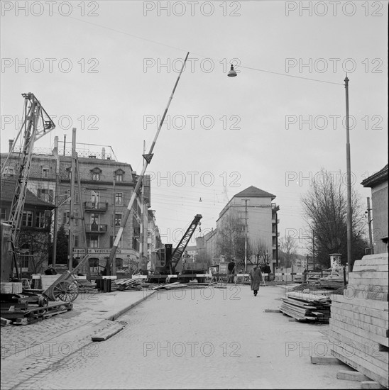 Underpass Giesshubel Zurich under construction 1954.