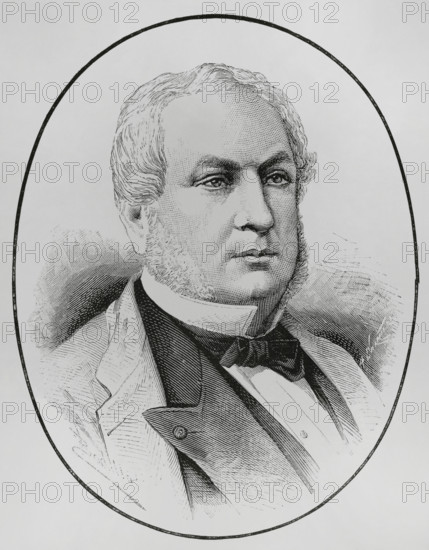 Eugene Rouher (1814-1884). French statesman of the Second Empire (1852-1870). Portrait. Drawing by Badillo. Engraving by Arturo Carretero (1852-1903). La Ilustracion Espanola y Americana (The Spanish and American Illustration), February 22, 1884.