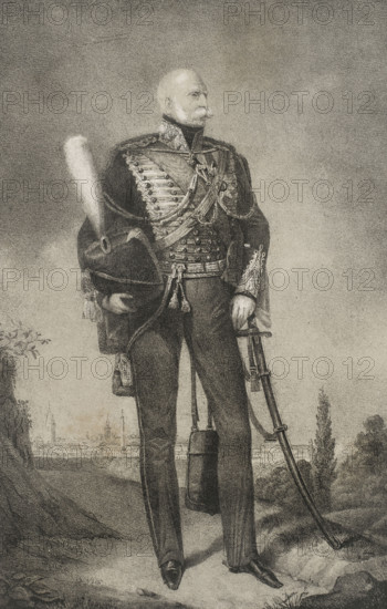 Ernest Augustus (1771-1851). King of Hanover (1837-1851). Duke of Cumberland and Teviotdale. Portrait. Drawing by C. Legrand. Lithography by J. Donon. ""Reyes Contemporaneos"" (Contemporary Kings). Volume III. Published in Madrid, 1854.