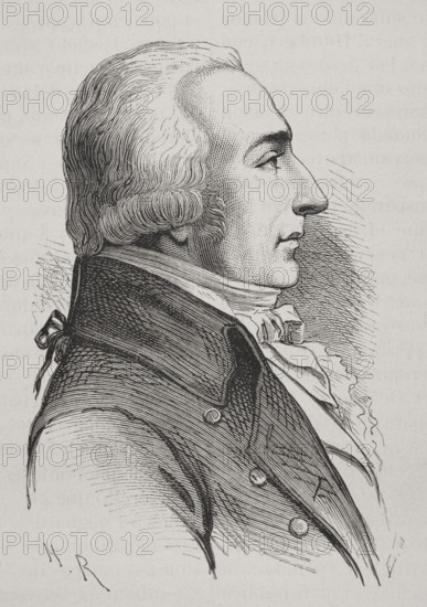 Roger Ducos (Pierre Roger Ducos) (1747-1816). French politician during the Revolution and the Napoleonic France. Member of the National Convention and the Directory (1799). Portrait. Engraving. ""History of the French Revolution"". Volume I, 2nd part, 1879.