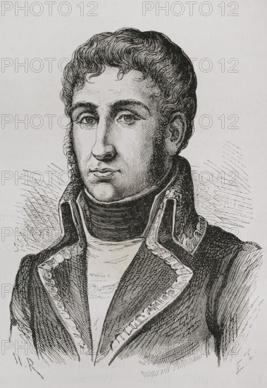 Charles Victoire Emmanuel Leclerc (1772-1802). French general who served Napoleon Bonaparte, to whom he was a brother-in-law. He led the French expedition that Napoleon sent to the island of Saint-Domingue. Portrait. Engraving. ""History of the French Revolution"". Volume I, 2nd part, 1879.