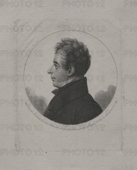 Etienne Bouchardy (1797-1849). French draftsman and engraver. Profile portrait, after 1811. Physionotrace on wove paper, 8,2 x 6,5 cm. Prado Museum. Madrid. Spain.