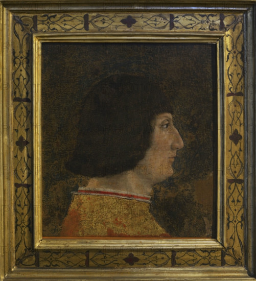 Galeazzo Maria Sforza (1444-1476). Fifht Duke of Milan (1466-1476). Portrait attributed to the Italian painter Zanetto Bugatto (1433-1476), 1474-1476. Tempera on wooden panel (42 x 38 cm). Pinacoteca Castello Sforzesco, Milan, Italy.