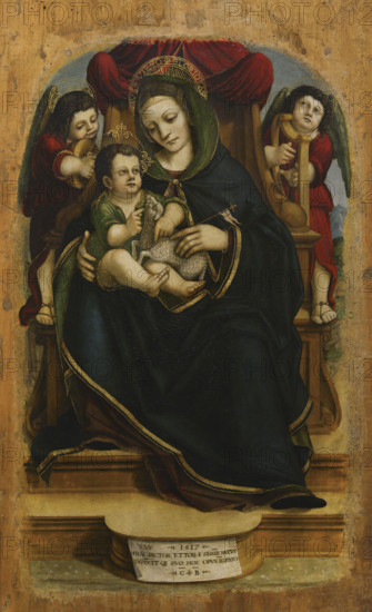 Francesco de Tatti (1470-1532). Italian painter, active in Varese between 1512 and 1527. Bosto Polyptych, 1517. Panel depicting the Virgin and Child. Oil on wooden panel. Pinacoteca Castello Sforzesco, Milan, Italy.