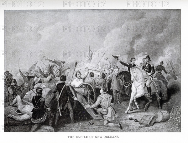 The battle of New Orleans was actually more than one battle. The conflict took place over a period of a few days—from December 24, 1814, to January 8, 1815.  This illustration dates to 1898. It was the last battle of the War of 1812, fought between the Americans and the British. In charge of the American forces was Major General Andrew Jackson. In charge of the British forces was General Edward Pekenham and in charge of the British navy was Admiral Alexander Cochrane.