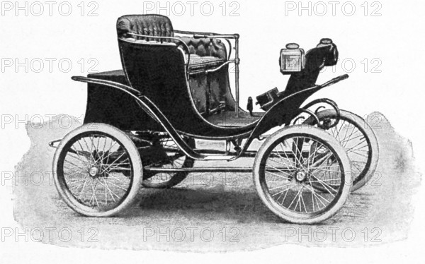 This illustration of an electric automobile dates to 1902. It was built by the Electric Vehicle Co. (founded in 1897)  of Hartford, Connecticut. It will be noticed that the customary forms of vehicles have been as closely followed as possible, this one being on the lines of the Phaeton built in Chicago by the Woods Motor Vehicle Company, which sold for $2,000. and had a top speed of 14 mph and a range of 18 miles.