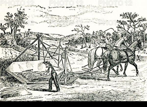 Cyrus McCormick of Virginia was the founder of the McCormick Harvesting Machine Company. McCormick built on the reaper designs of his father and is credited as the inventor of the mechanical reaper. His machine—the first one pictured here—was pulled by horses and cut the grain to one side.  One of the first public showings of his reaper was in 1831, but he was granted a patent for his machine in 1834.